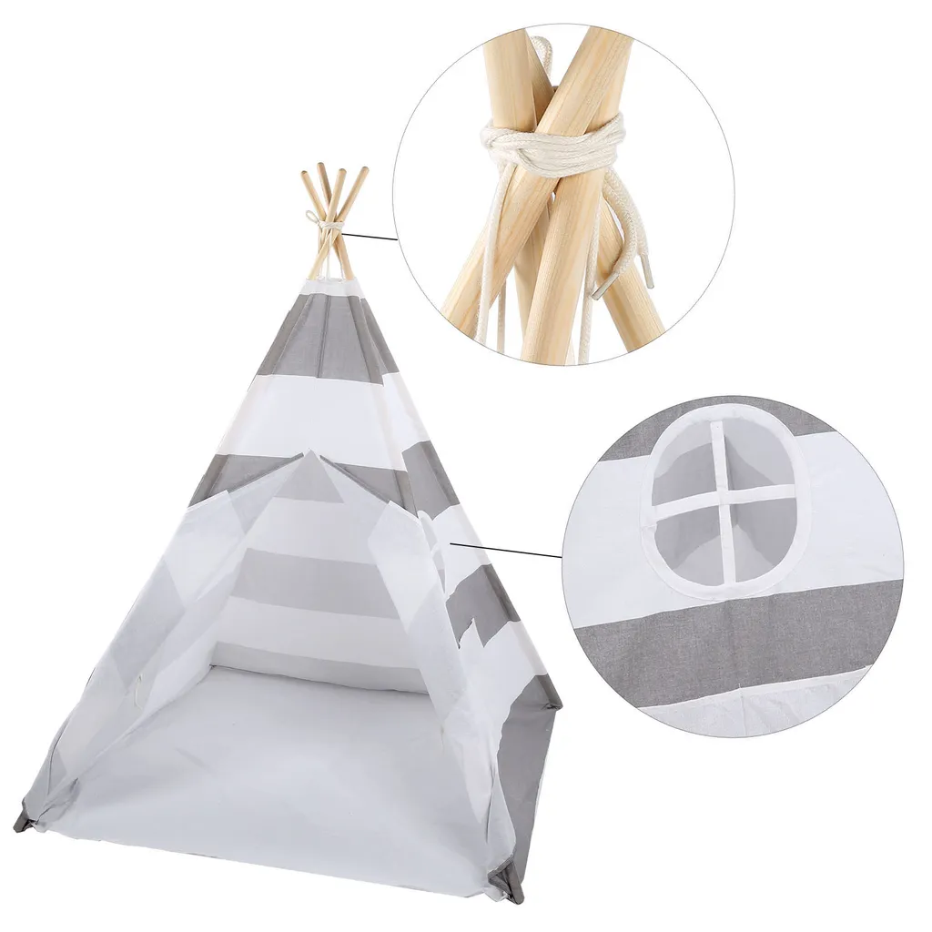 Tipi Enfant avec Tapis de Sol - Tente de Jeu Pliable en Toile Épaisse - 3