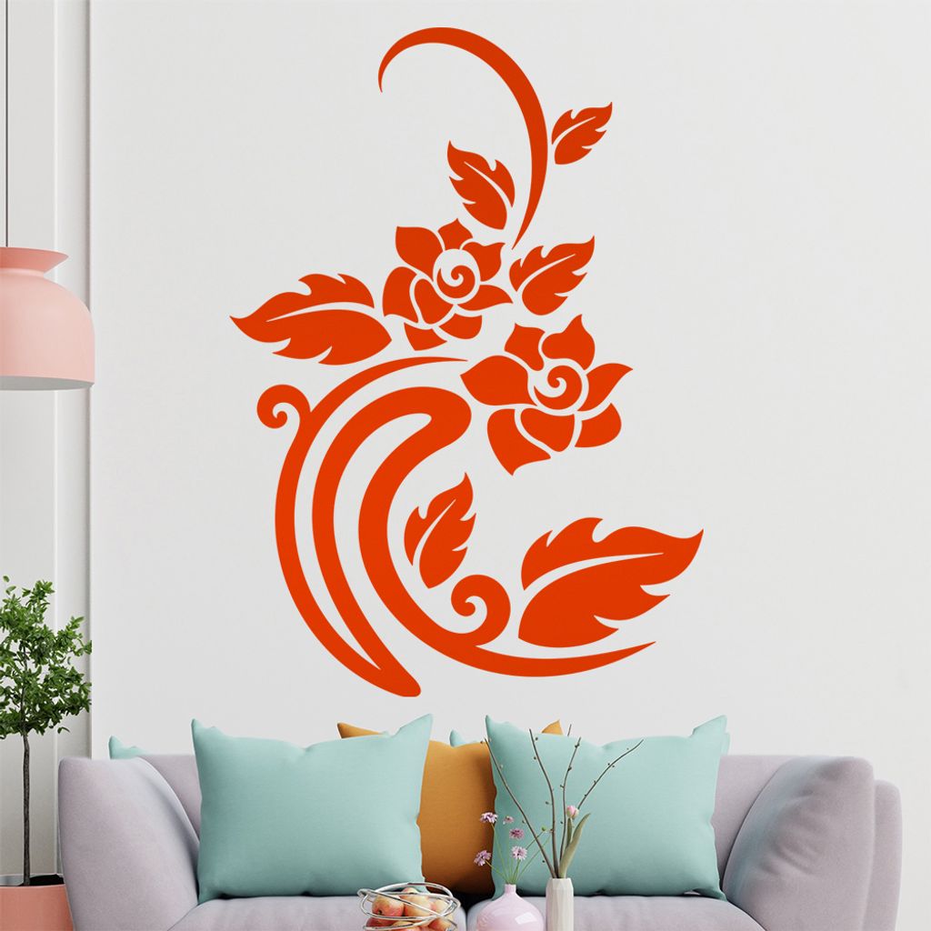 Rosen - Linien Wandtattoo in 6 Größen - Wandaufkleber Wall Sticker - Dekoration, Küche, Wohnzimmer, Schlafzimmer, Badezimmer