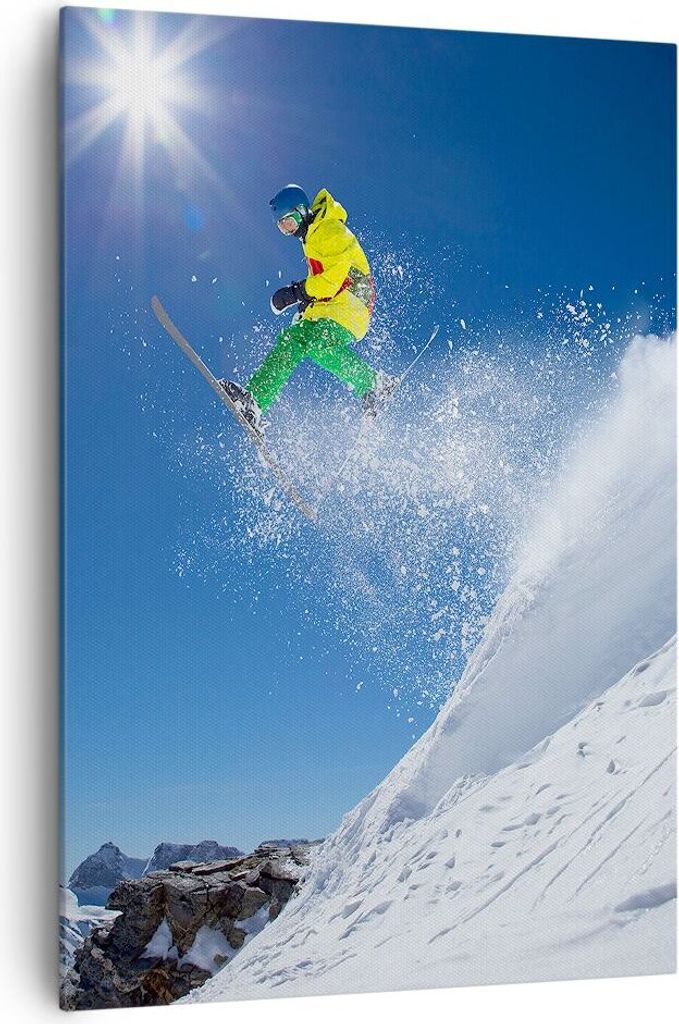 Bild auf Leinwand - Leinwandbild - Einteilig - Ski Winter Schnee Berg - 70x100cm - Wand Bild - Wanddeko - Wandbilder - Leinwanddruck - Wanddekorati...