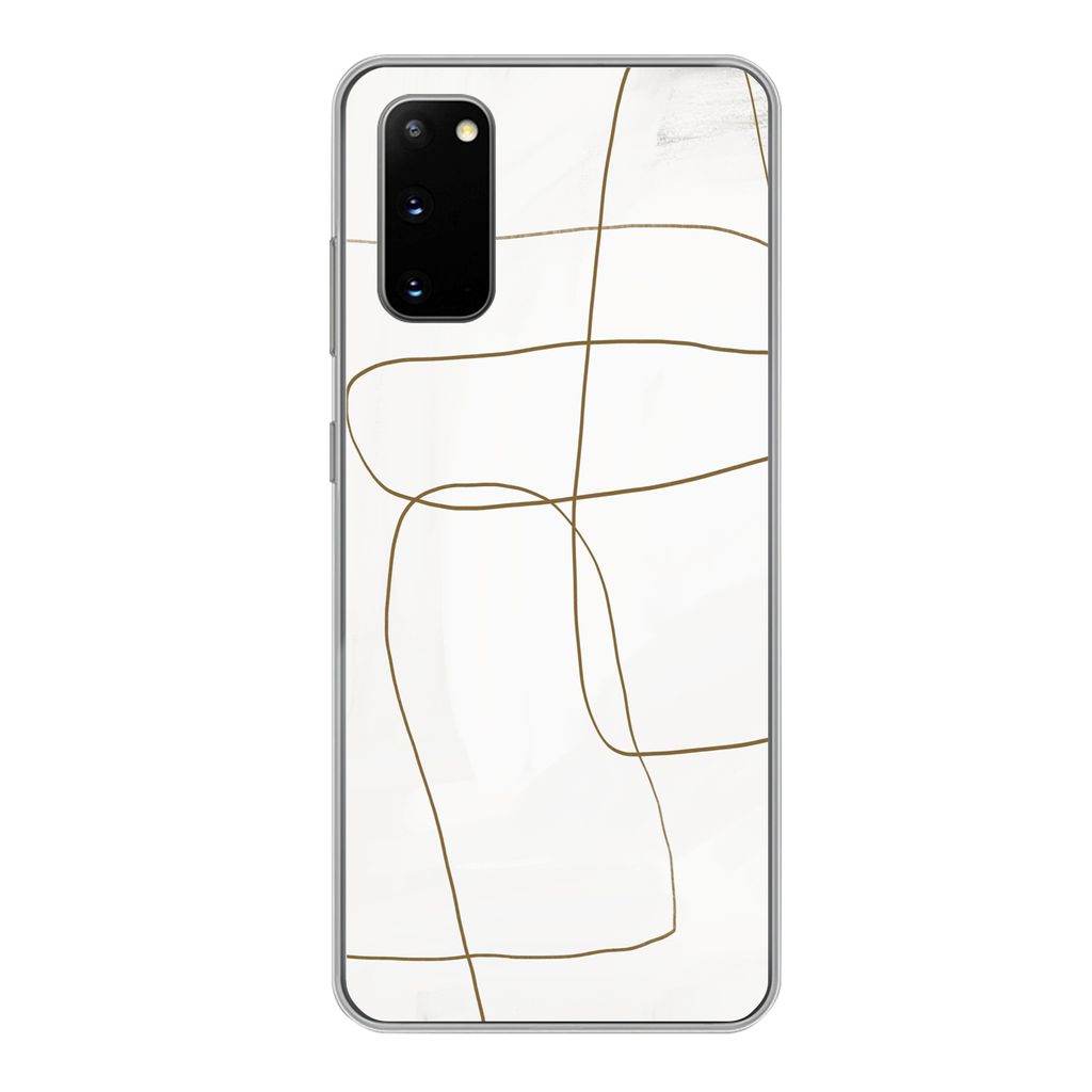 MuchoWow Handyhülle Schutzhülle Hülle für Samsung Galaxy S20 Kunst - Braun - Weiß - Abstrakt Silikon Softcase Handy Hülle - Bild