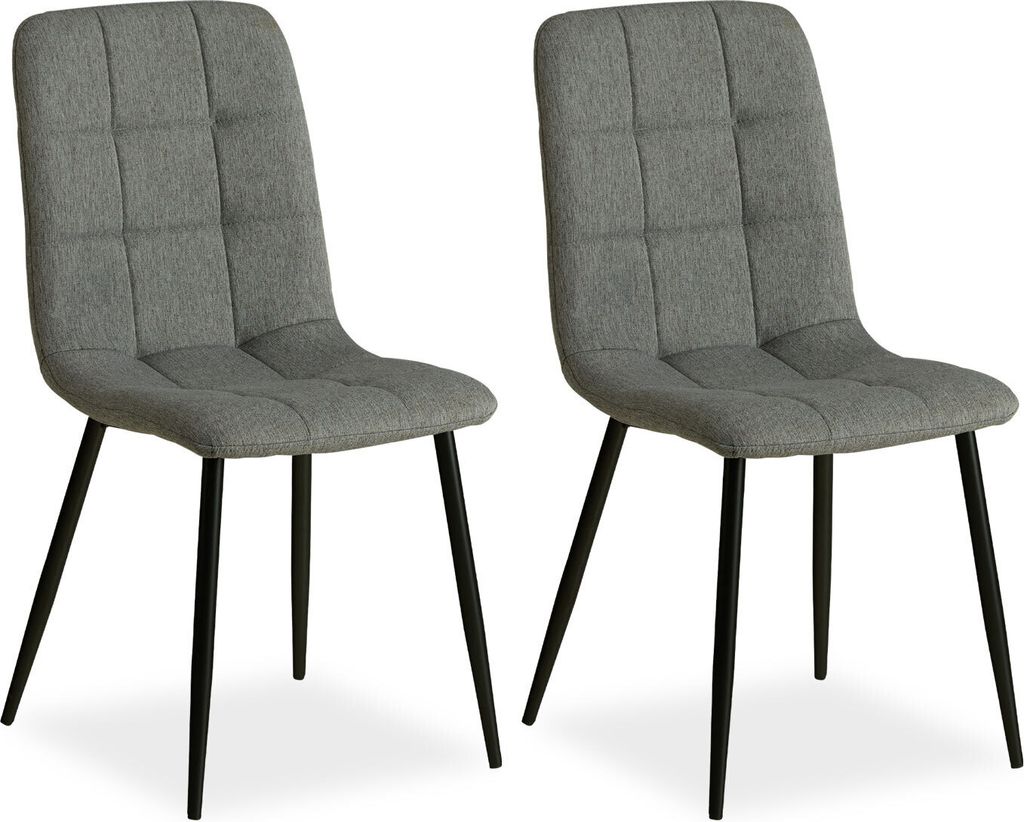 Homestyle4u Polsterstühle 2er Set Stuhl Grau Esszimmerstühle Polstersessel Sessel Küchenstühle