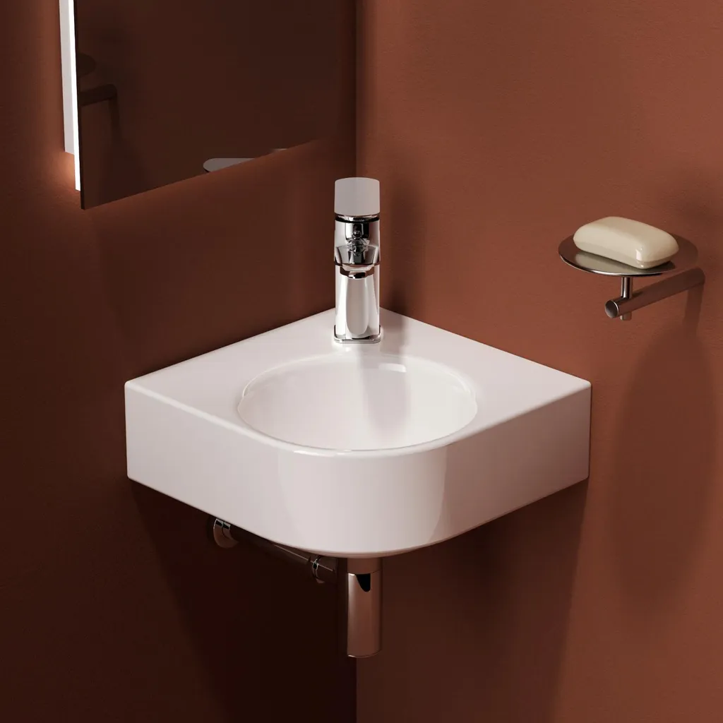 EMKE Lavandino Sospeso 44x38,5cm Bianco | Ceramica Resistente per WC