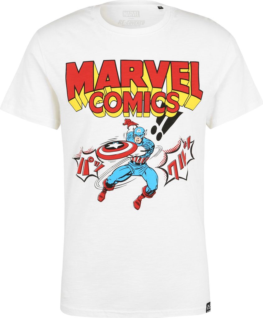 Recovered T-Shirt Marvel Comics Captain America Japan mit coolem Captain America-Print White S