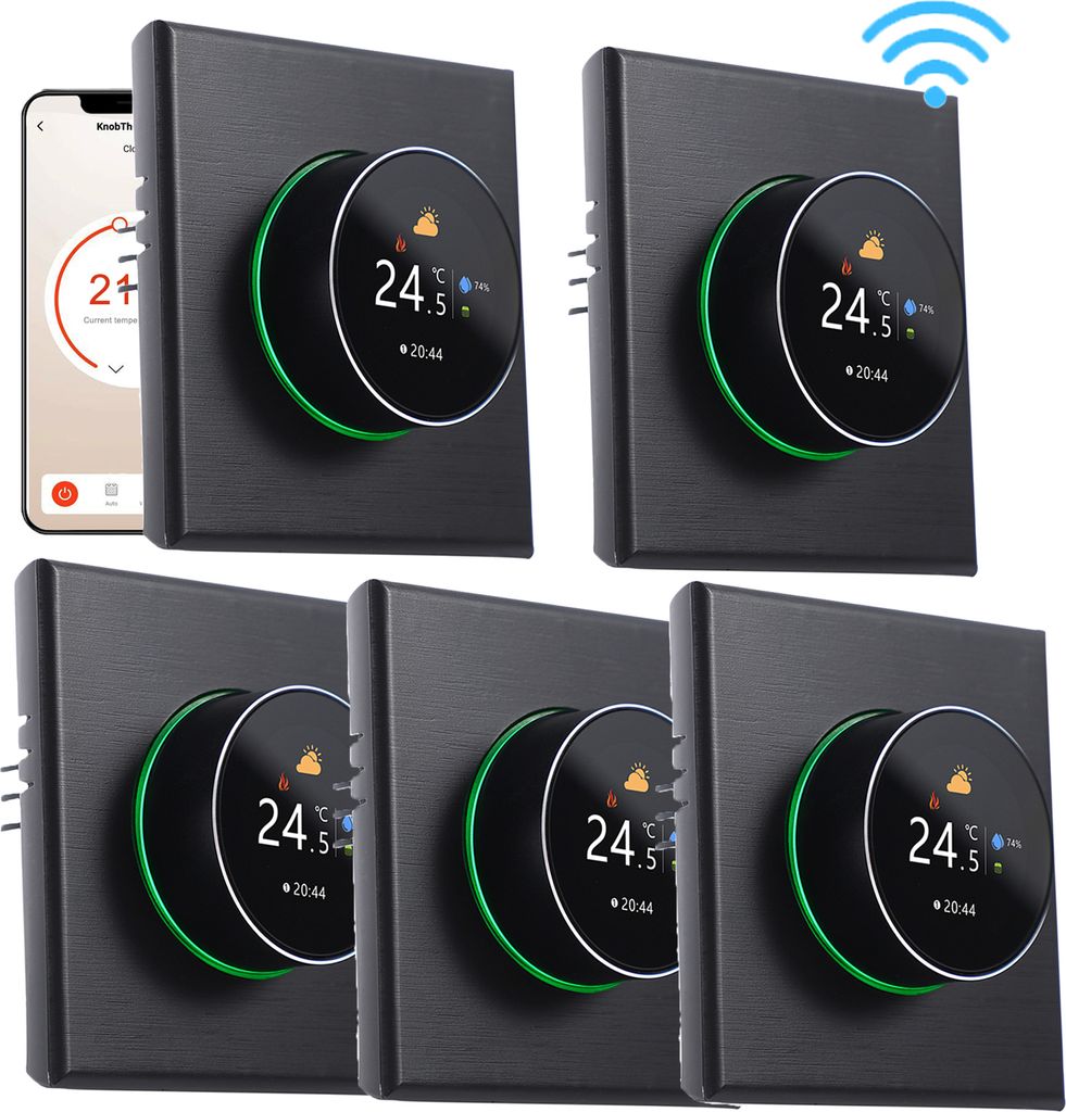 5X WiFi Smart Thermostat 5A Raumthermostat Wasserheizungsgeräte Fußbodenheizung, APP-Steuerung, Sprachsteuerung Kompatibel mit Google Home/Alexa