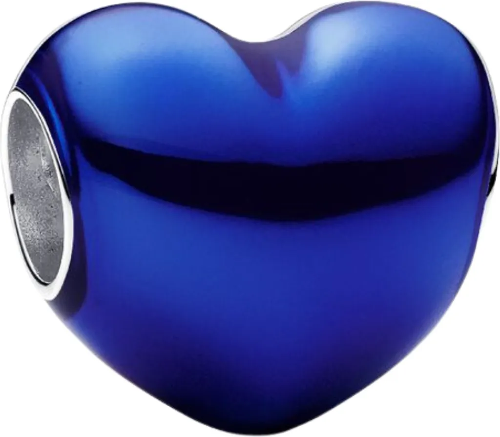 Charm Pandora Cœur Métallique Bleu Argent 925 - 793337C05 pour Bracelet