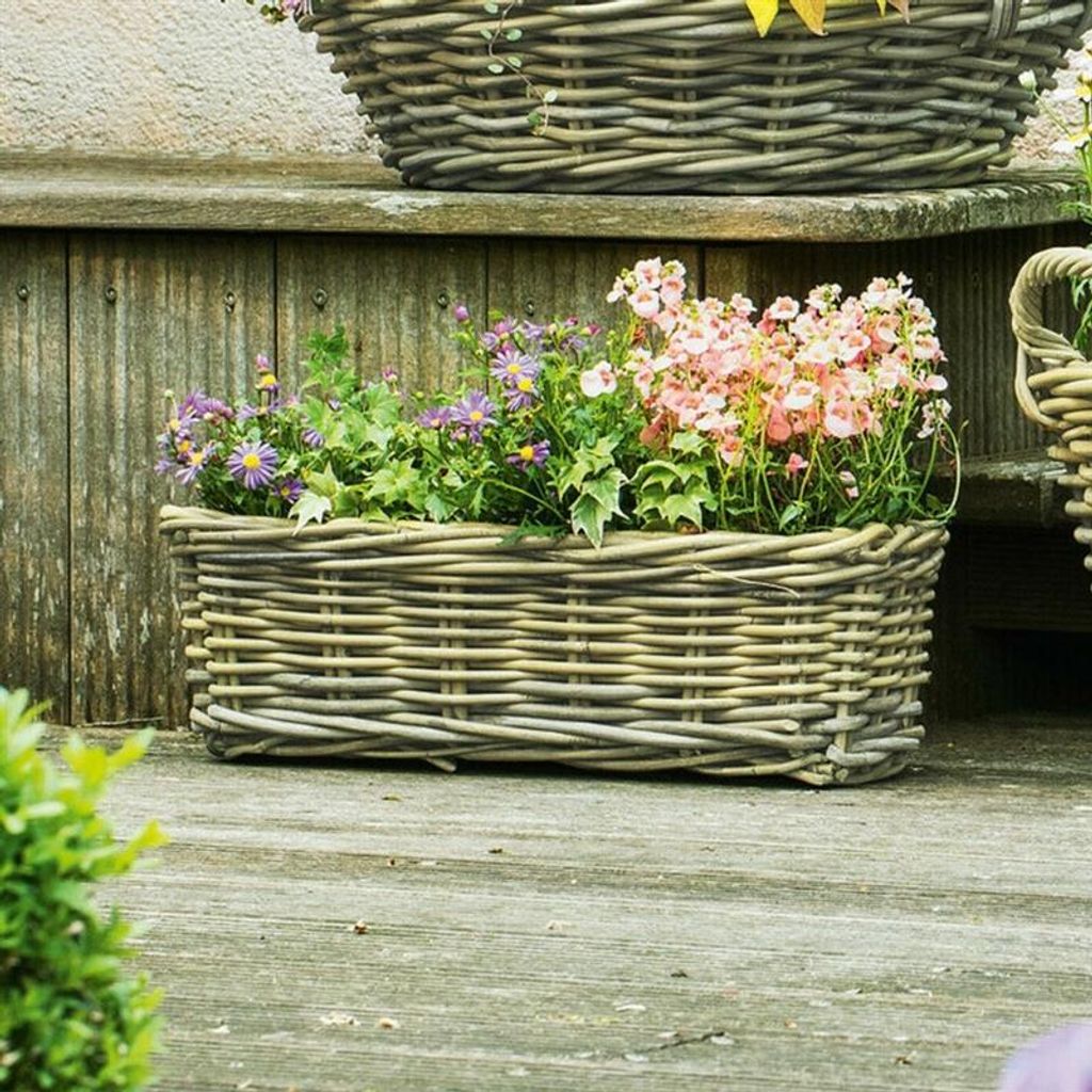 Rotin Jardinière "Koboo Grey" 46 cm de long, gris, Image du produit 