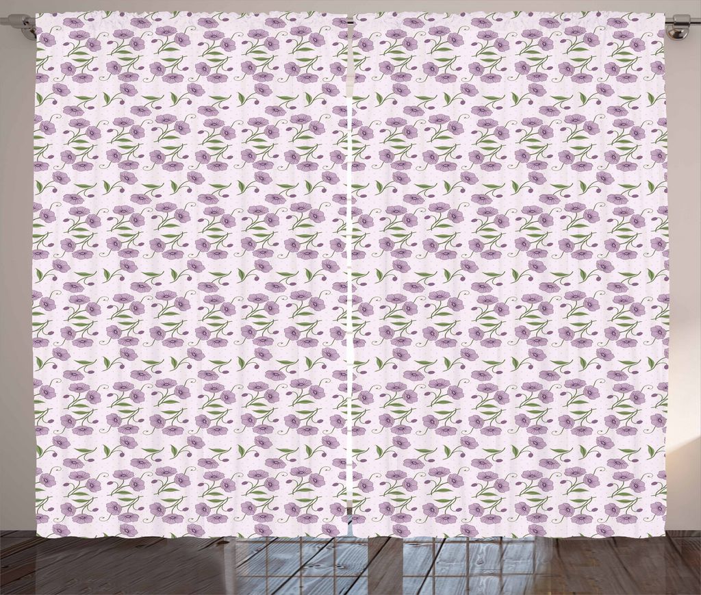ABAKUHAUS Garten-Kunst Rustikaler Gardine, Retro Veilchen Knospen, Schlafzimmer Kräuselband Vorhang mit Schlaufen und Haken, 280 x 175 cm, Mauve G...
