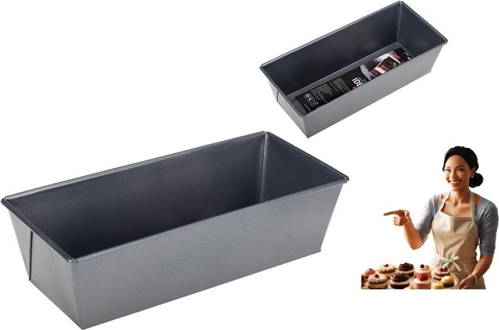 Backblech, rechteckige Kuchenform, antihaftbeschichtete Kuchenform, IDEAL, 26 x 11,5 x 7 cm, dunkelgrau, metallisch