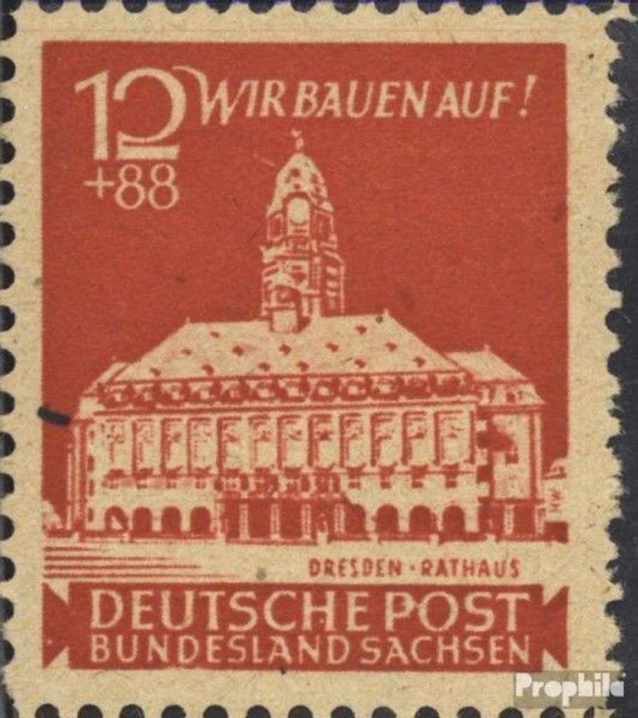 Briefmarken Sowjetische Zone (All.Bes.) 1946 Mi 65I, weißer Punkt im H in DEUTSCHE (Feld 43) postfrisch Wiederaufbau