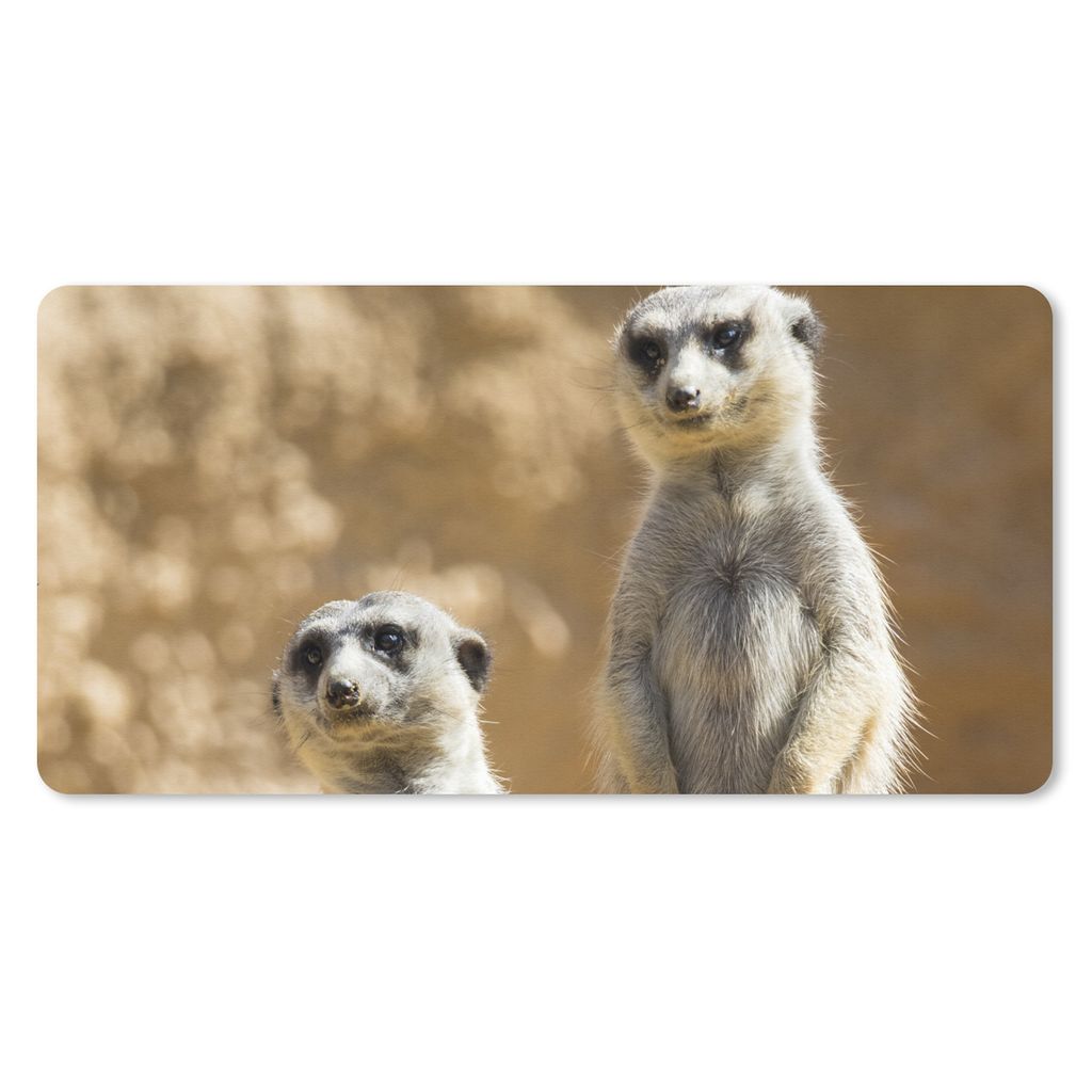 MuchoWow Schreibtischunterlage Felsen - Erdmännchen - Tiere 80x40 cm - XXL Mauspad - Gaming Mauspad