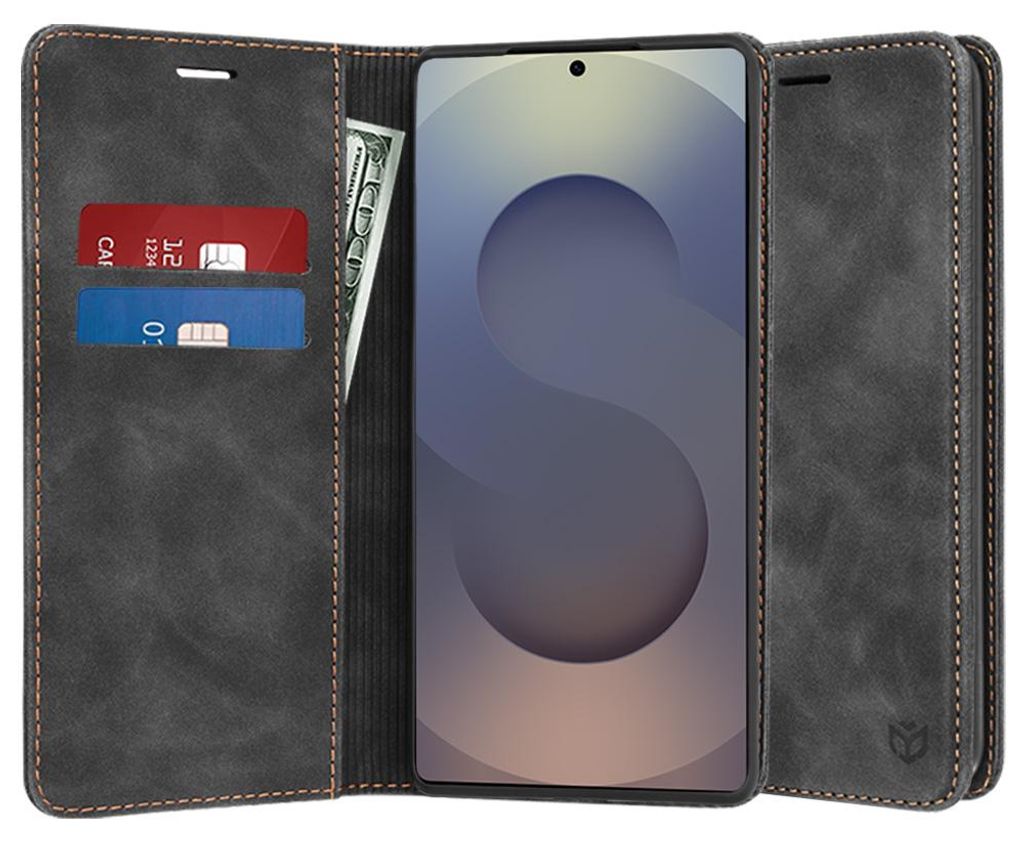 Techsuit Confy Book Wallet Klapphülle für Samsung Galaxy S25 Ultra - Schwarz