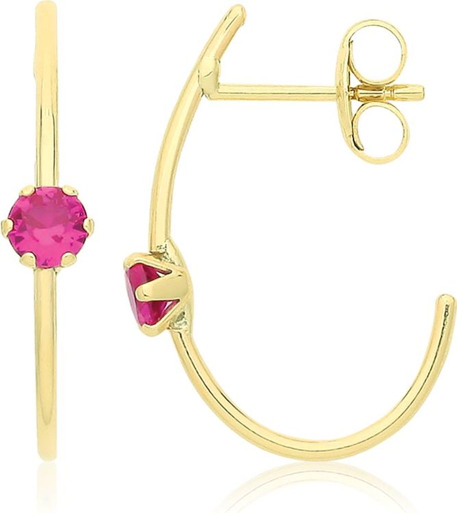 Elegante 9 Karat (375) Gold Damen - Paar Creolen mit Zirkonia - 18mm*3mm; TRS36247