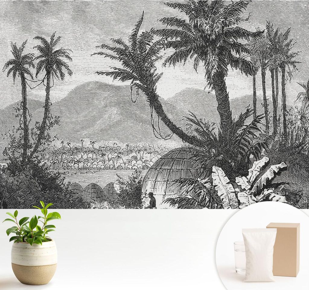 Fototapete - 104x70 cm - Tapete - Wandtapete - Wandbilder - Dekofolie - Tapete Folie - Wand - Dekoration - Wohnzimmer - Tropische Oase