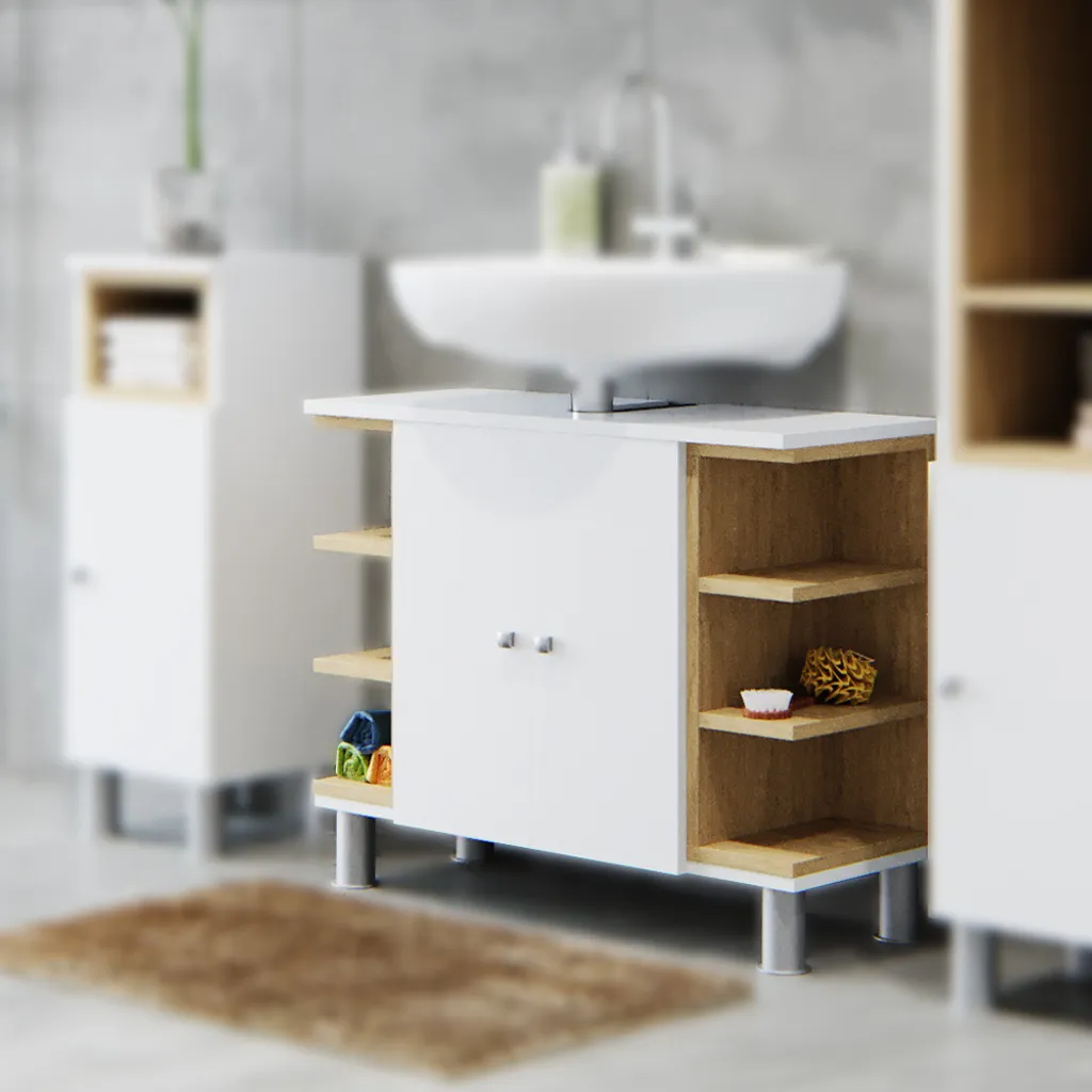 Meuble de salle de bain sous vasque Vicco Aquis blanc avec grand rangement - 5