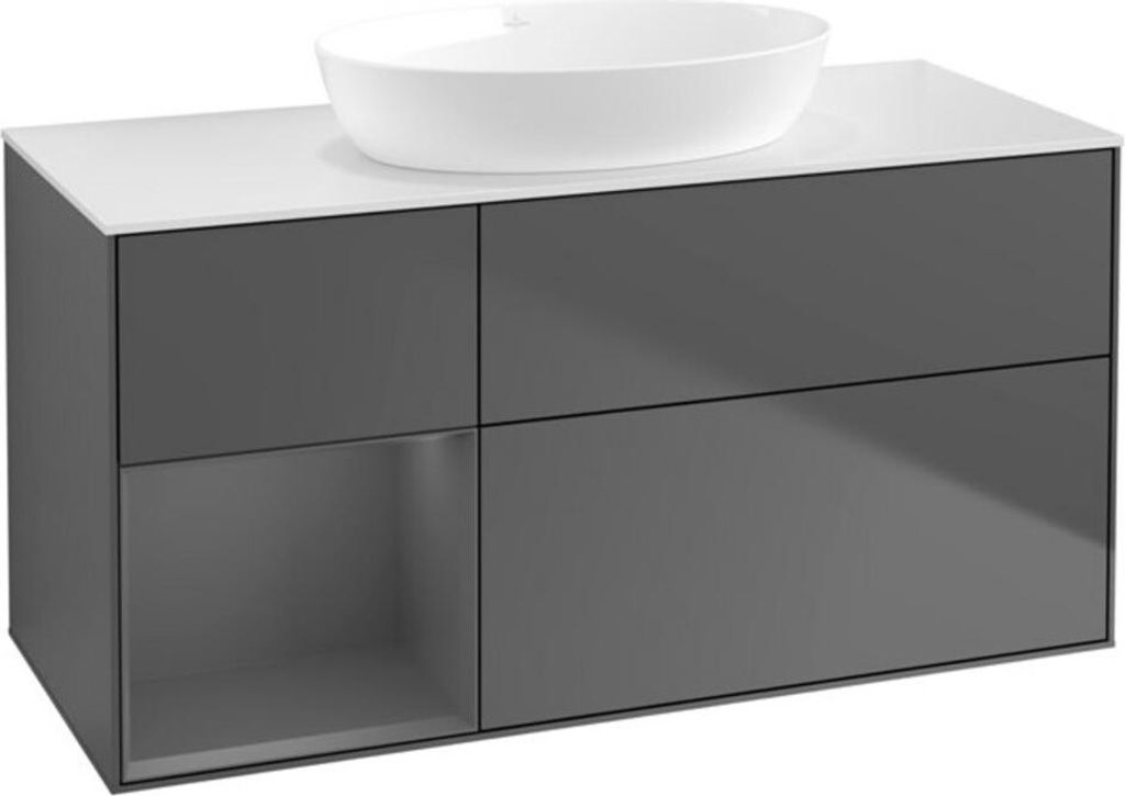 V&B Waschtischunterschrank Finion 120cm, Pl w m, Rg A m Lac, Anthrac. m