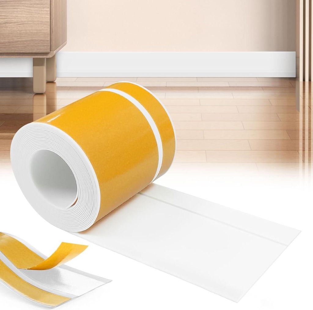 Selbstklebende PVC Sockelleiste - Weiß - 60 mm x 20 mm x 5 m - Flexible Sockelleiste für Küche und Badezimmer