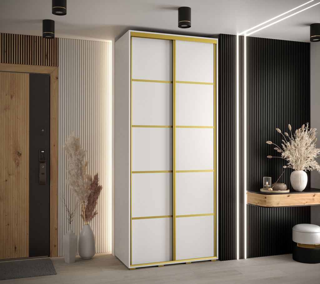 Kleiderschrank YVONA 4 - 110/45 cm, weiß/gold