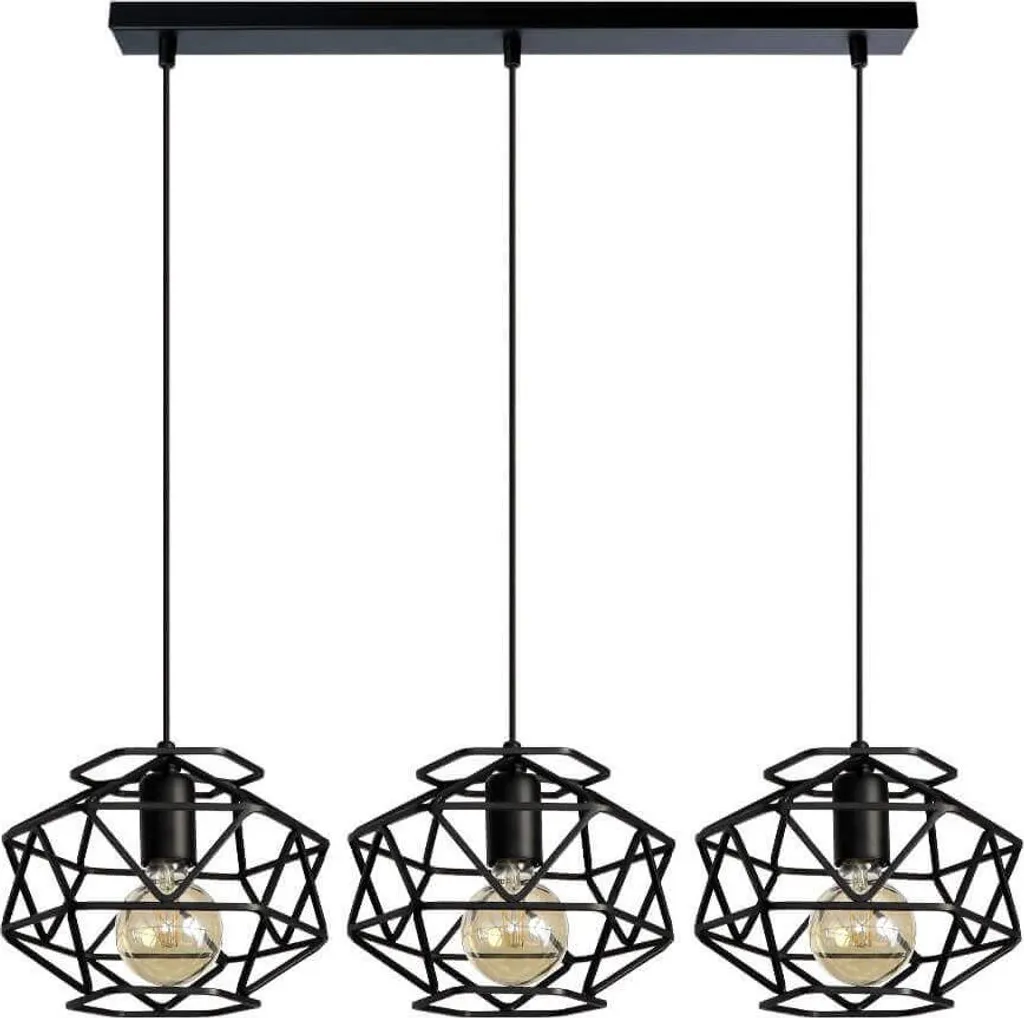 Suspension Luminaire Noire Cage Métal pour Éclairage Loft et Salon