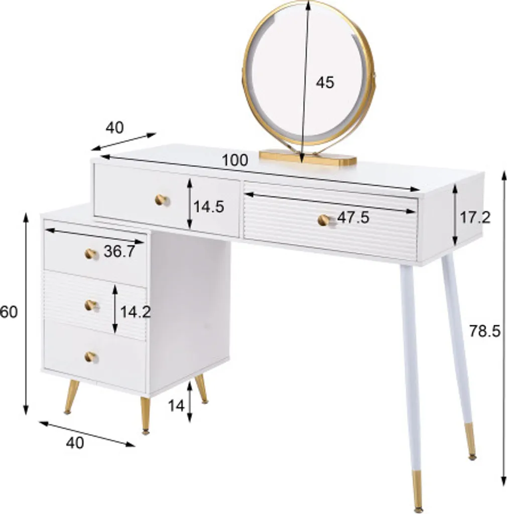 Coiffeuse LED pour Chambre Moderne avec Miroir et Rangement Modulable - 10