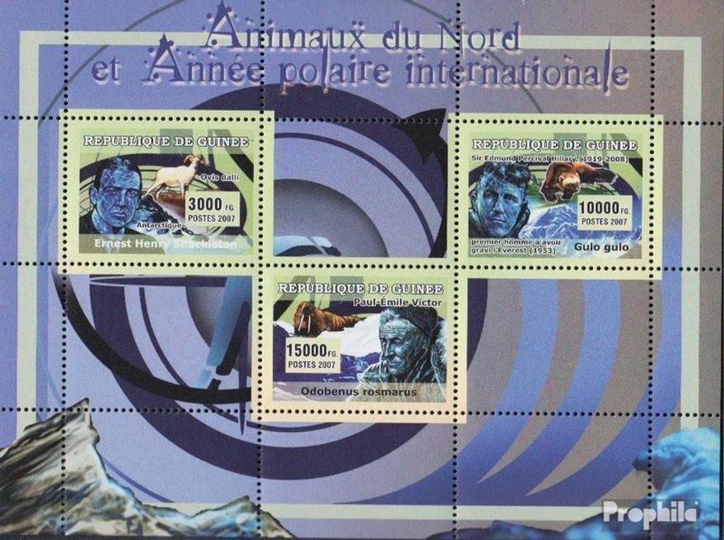 Briefmarken Guinea 2007 Mi 4716-4718 Kleinbogen (kompl. Ausgabe) postfrisch Tiere der Arktis