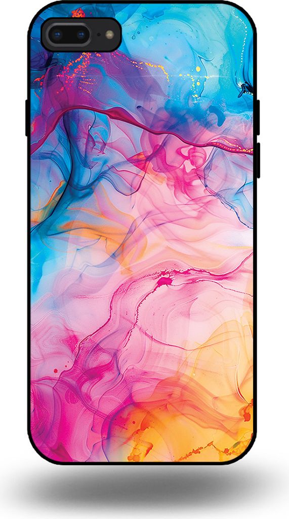Smartphonica Telefon Fall geeignet für iPhone 7/8 Plus mit Regenbogen Acryl Marmor Print - TPU Backcover Fall Regenbogen Acryl Marmor Design