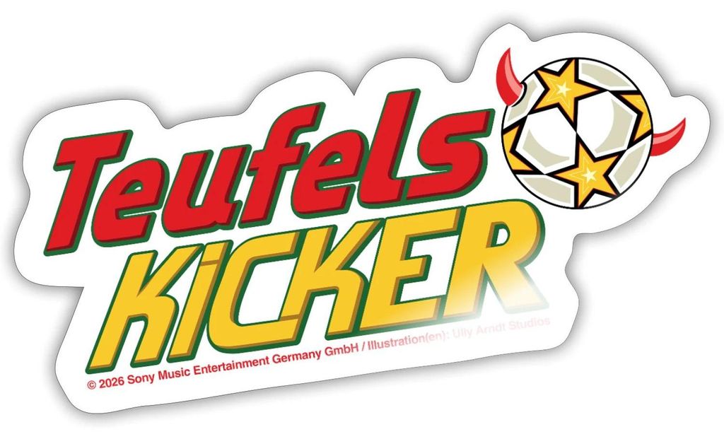 Spreadshirt Teufelskicker Schriftzug Mit Fußball Sticker Aufkleber, 10 x 10 cm, Weiß glänzend