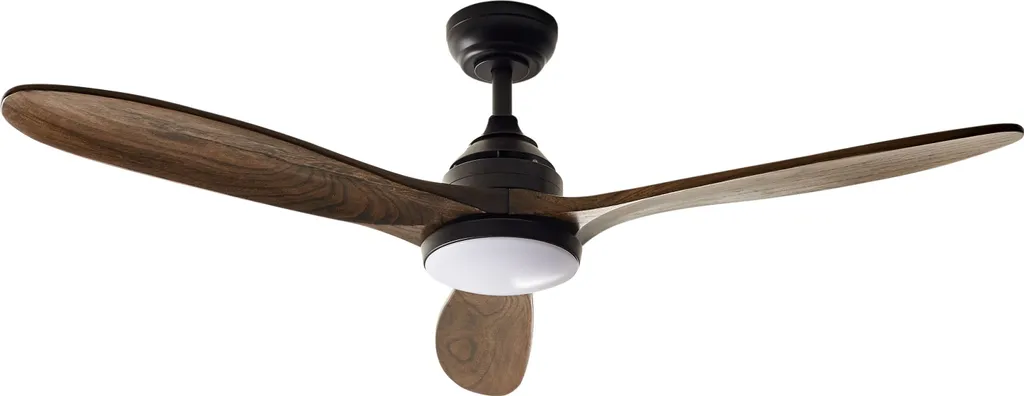 Ventilateur de plafond Beliani en bois massif marron foncé avec télécommande