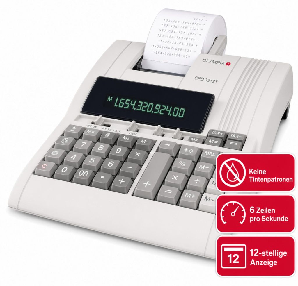 OLYMPIA CPD 3212 T Tischrechner mit Thermo-Druckwerk Produktbild 