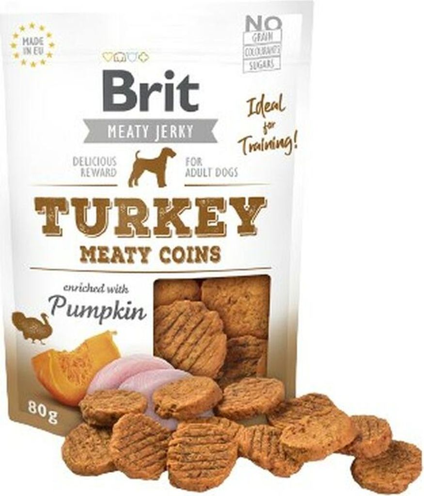 BRIT JERKY Truthahnfleischmünzen Hundeleckerlis 80g
