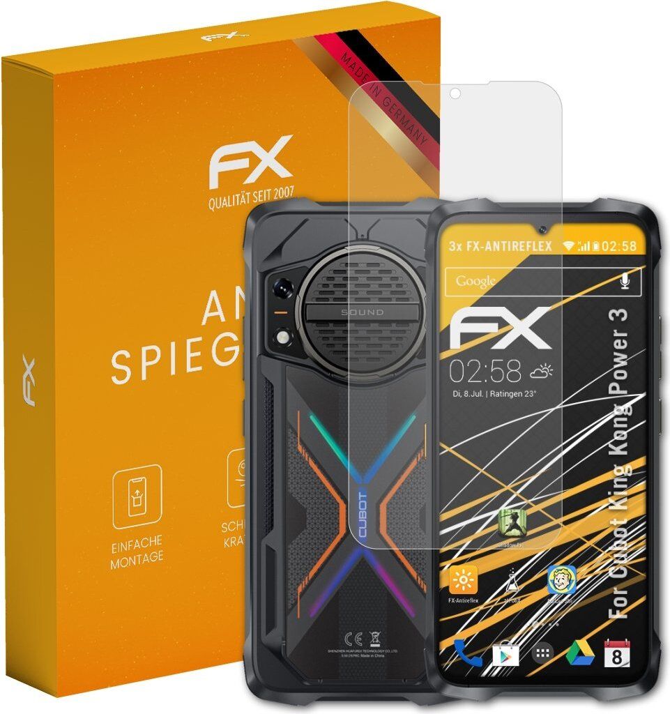 atFoliX FX-Antireflex 3x Schutzfolie kompatibel mit Cubot KingKong Power 3 Displayfolie