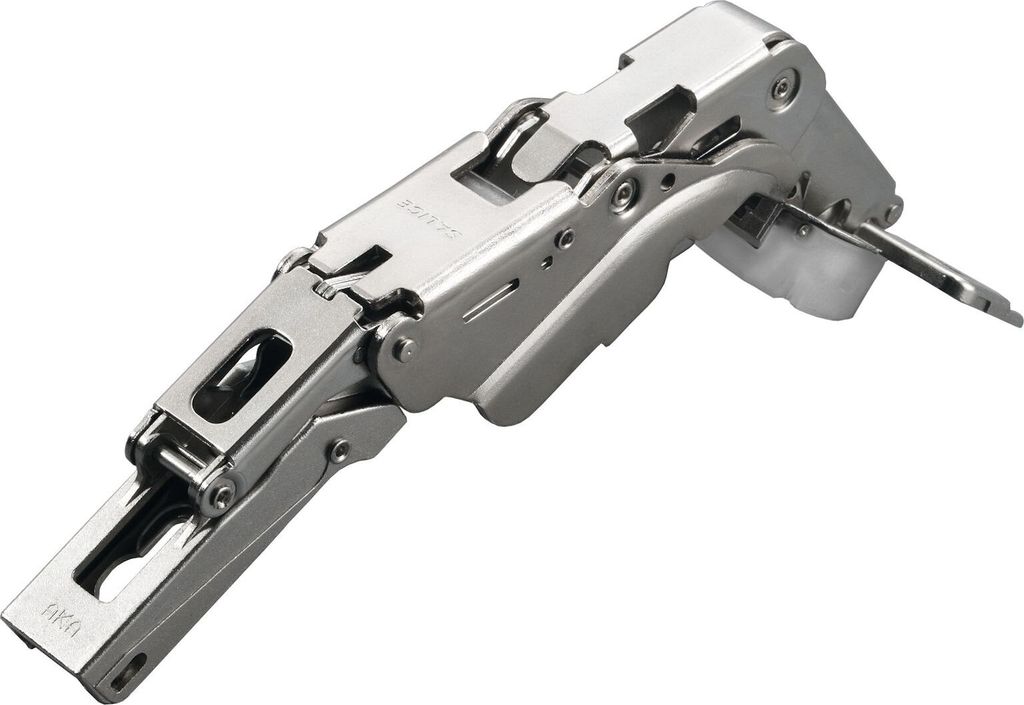 2 x Salice Topfband 155° Serie 200 mit Dämpfer im Topf Bohrbild T52 Eckanschlag mit Kreuz-Montageplatte Höhe 6 mm mit vormontierten Euroschraube...