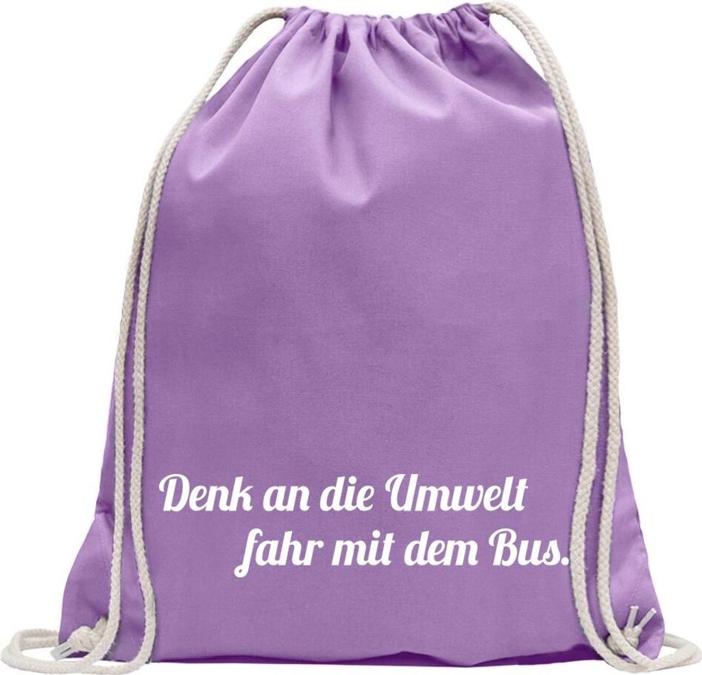 Kiwistar - Turnbeutel - lavendel - Denk an die Umwelt - Fun Rucksack Sport Beutel Gymsack Baumwolle mit Ziehgurt