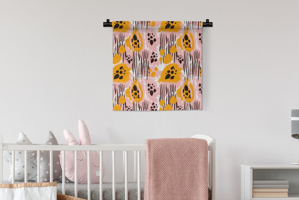 MuchoWow Wandteppich Wandbehang Rosa - Orange - Formen - Muster 60x60 cm Tapisserie Dekoration Wandtuch - Dekorationen - Wand Decke