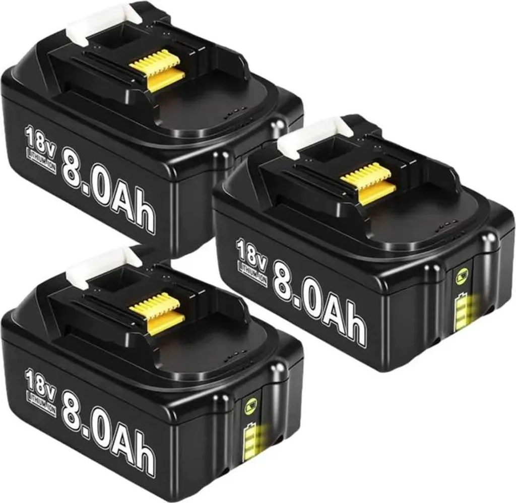 Batterie BL1830 de rechange 8000 mAh Li-ion - Lot de 3 pièces 18V 80Ah