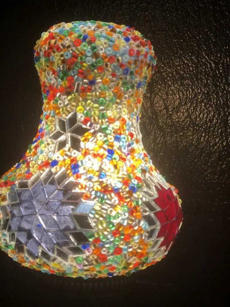 Lampe mosaïque poire faite main - Lampe de table turque artisanale 30cm