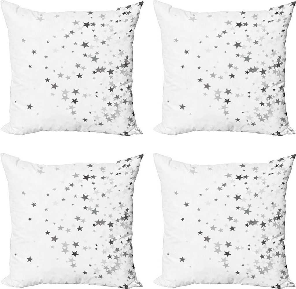 ABAKUHAUS Sterne Kissenbezug Set (4 Stück), Grau Sterne Celebration, Moderner Doppelseitiger Digitaldruck, 50 cm x 50 cm, Grau Hellgrau