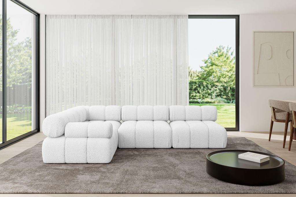 ALTDECOR Modulares Sofa Ecksofa in L-Form - Mende-L2 - 285x190x70 cm Weiß Corner modular Sofa Eckcouch Couch Wohnlandschaft Cauchsofa Polstersofa