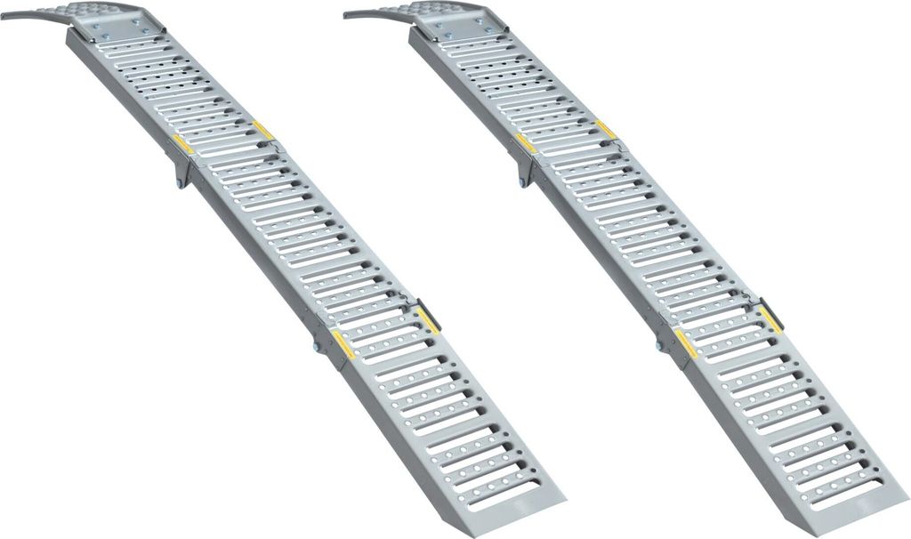 Two metal ramps are shown side-by-side against a white background.