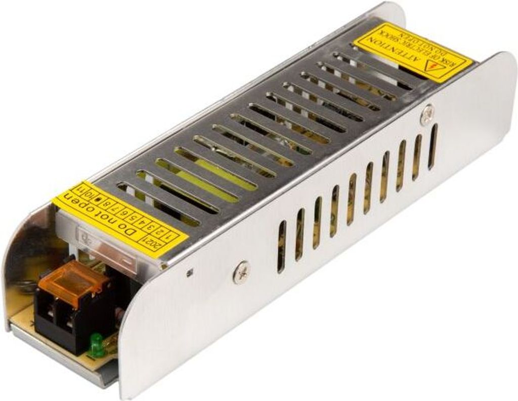 A single LED power supply unit shown from a diagonal angle on a white background.