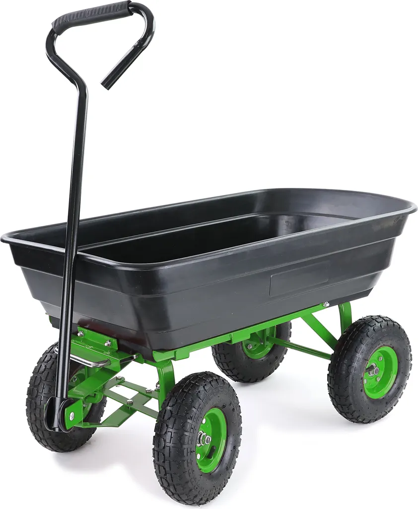 Chariot de transport basculant charge 250 kg noir avec roues pneu