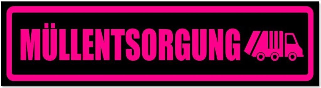 Kiwistar - Autoaufkleber - Pink - Schwarz - 60 x 16 cm - Müllentsorgung Müllauto - Hinweis Aufkleber Sticker für Auto, Kfz, Fahrrad, PKW, LKW