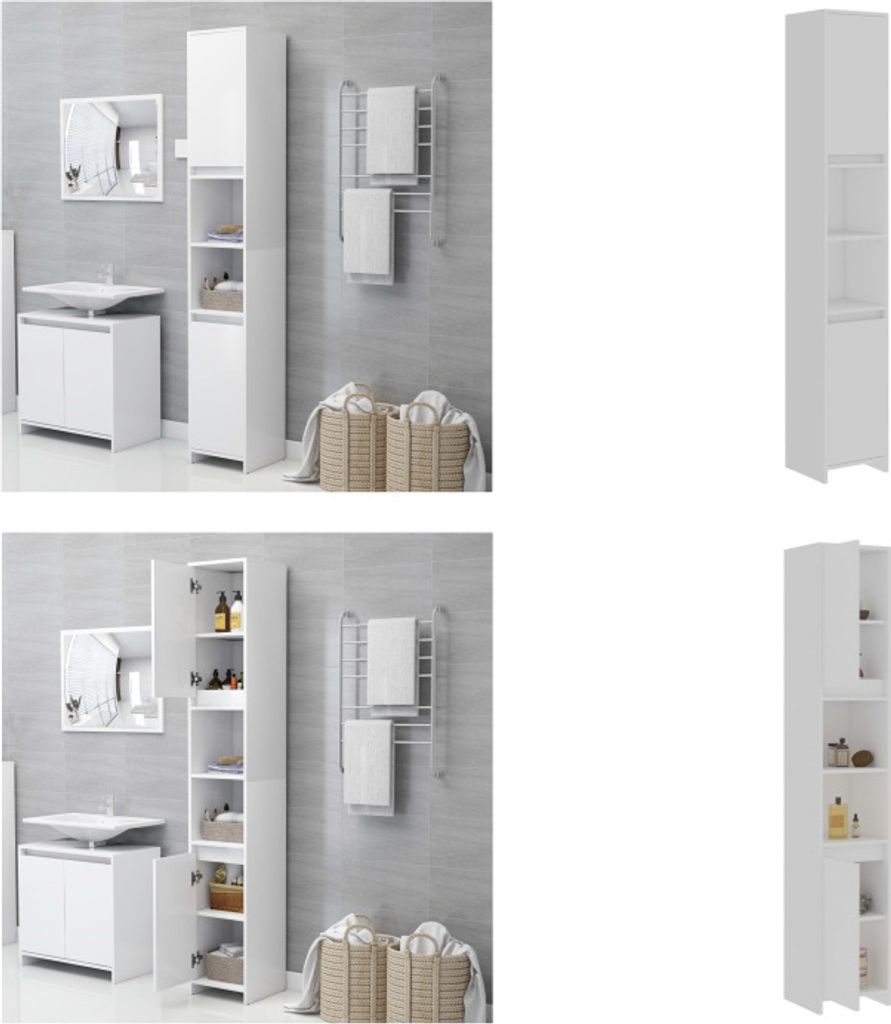 vidaXL Koupelnová skříňka bílá 30x30x183,5 cm Materiál na Obrázek produktu 
