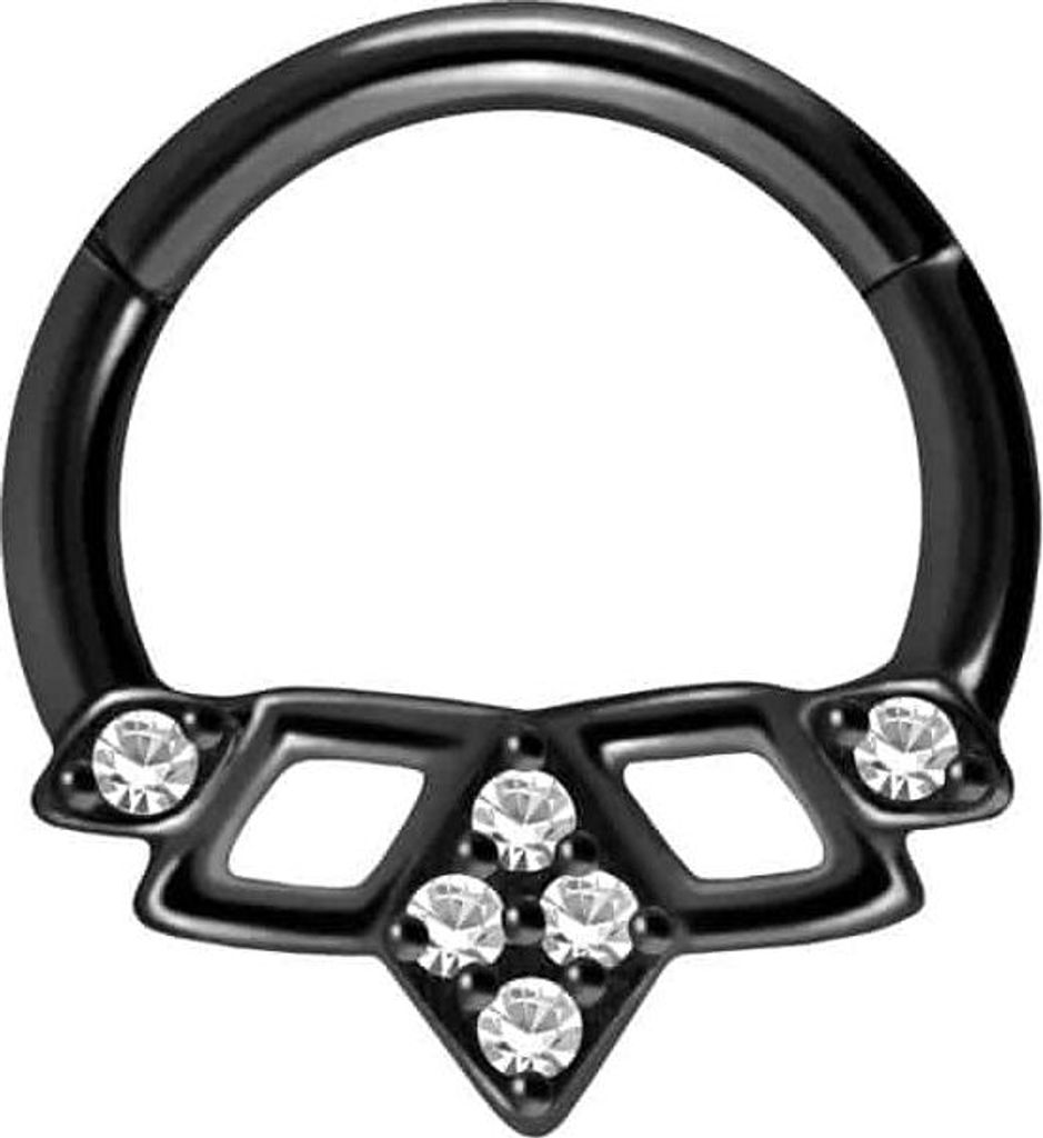 Ohrpiercing, Nasenpiercing, Septum Piercing Chirurgenstahl Segmentring Clicker 6 KRISTALLE