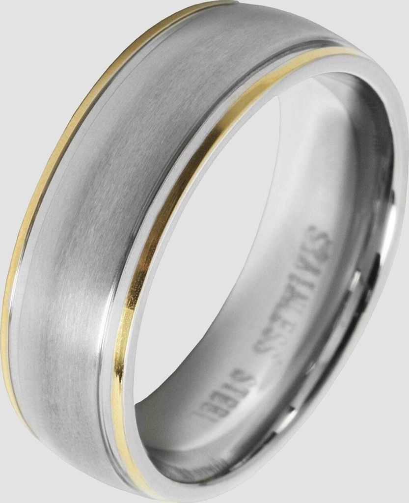 Akzent Herren-Partnerring aus Edelstahl, bicolor