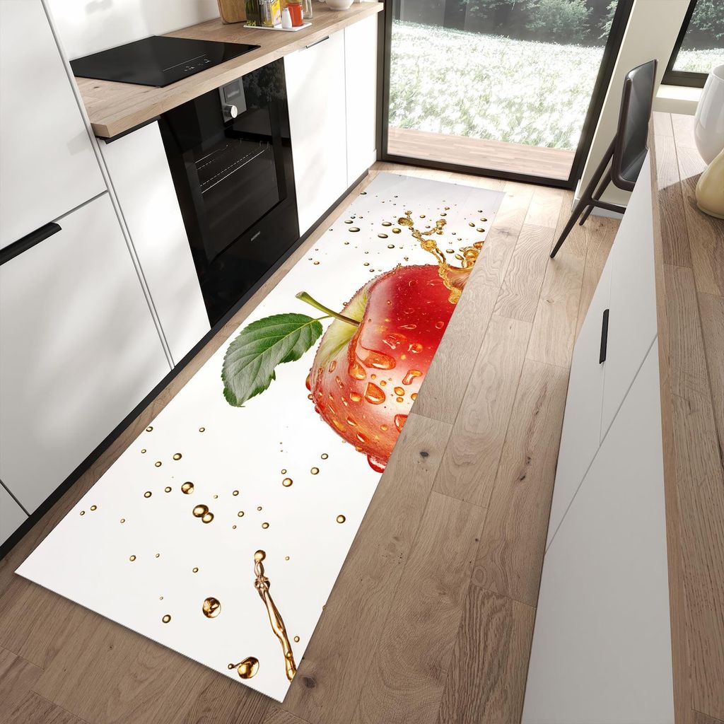 Küchenteppich 80x280cm rutschfest & abwischbar PVC Läufer - Spritziger Apfel