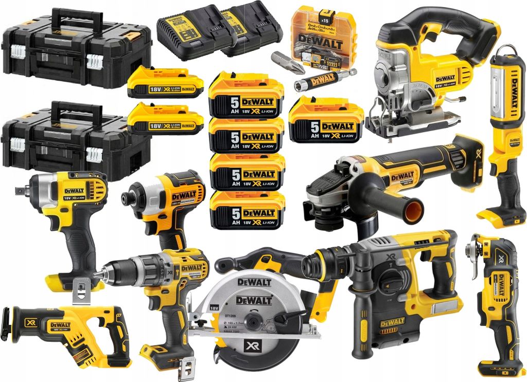 Dewalt 10Er Set 18V Akku-Werkzeuge, 7 Akkus, Tstak-Koffer