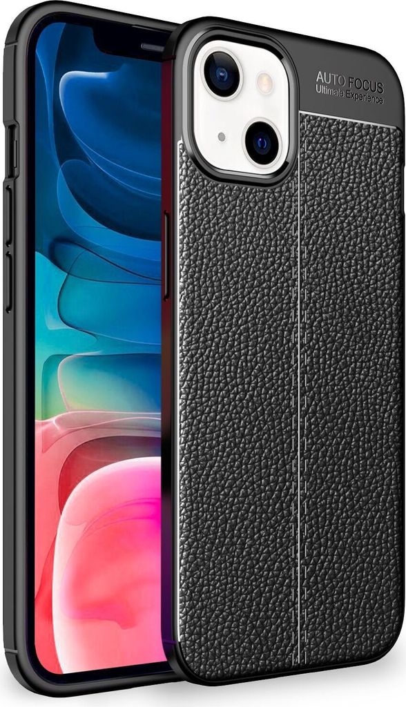 NALIA Leder Look Hülle für iPhone 13 Mini, Schwarze Silikonhülle Anti-Fingerabdruck Rutschfest Kratzfest