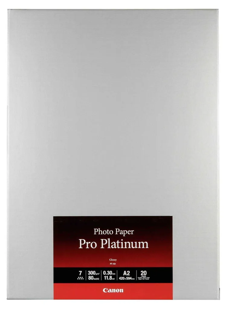Canon Pro Platinum PT-101 - Carta fotografica lucida, pesante - 300 micron A2 (420 x 594 mm) - 300 g/m2 - 20 fogli (2768B067AA)