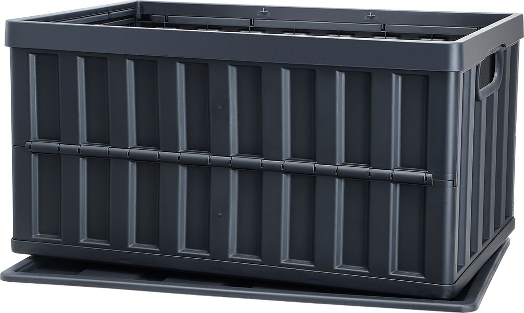 SucceBuy Profi Klappbox 65L Aufbewahrungsboxen mit Deckel Faltboxen Stapelboxen Transportbox mit Handgriff für Aufbewahrung & Transport 3er-Pack