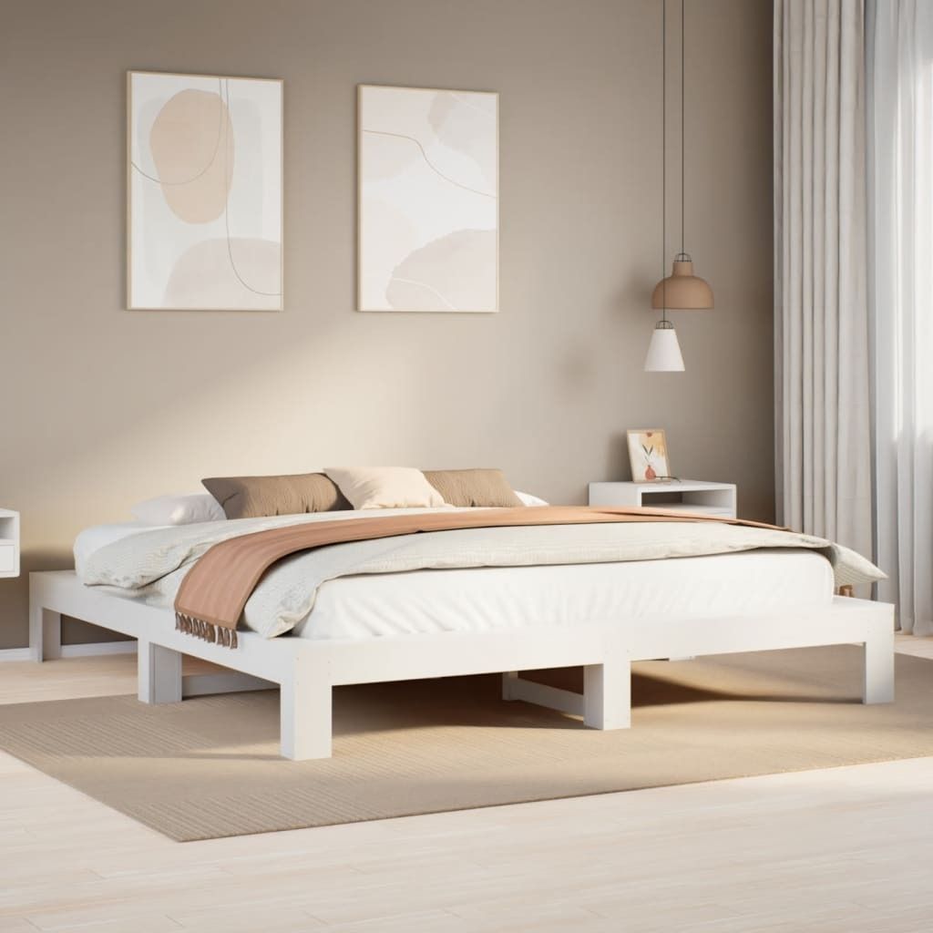 "2026 Promotion" Massivholzbett Schlafzimmer - ohne Matratze - Weiß - 180x200 cm - Kiefernholz - Polsterbett CC16684